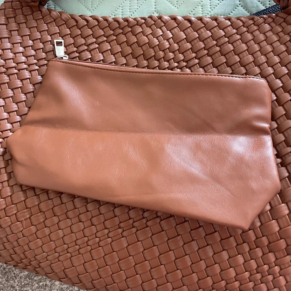 **NEW** Brown Vegan Leather Woven Tote